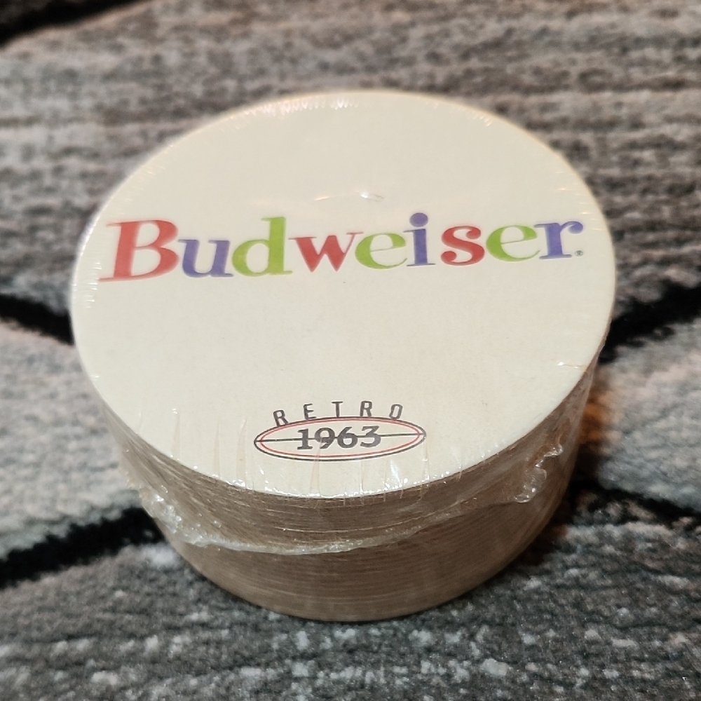BUDWEISER RETRO 1963 SET-OF-25 COASTERS ANHEUSER BUSCH ROUND 4"